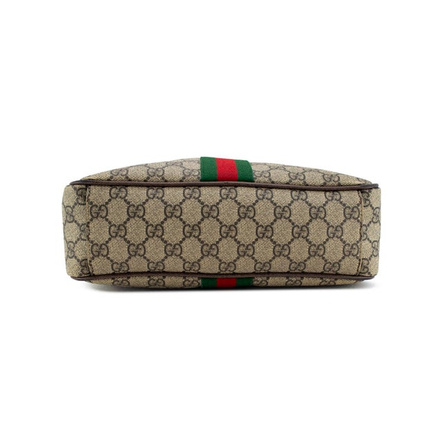 Gucci Ophidia Medium Beige Gg Supreme Canvas Web Stripe Crossbody Bag For Sale In Houston - Image 6 of 10