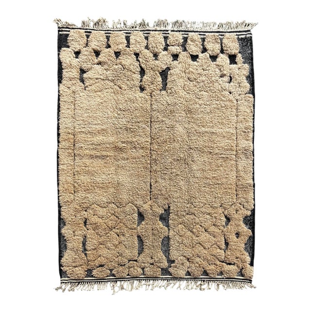 Luxury Moroccan Beni Ouarain Rug – Handmade Atlas Wool Berber Carpet – Modern Geometric Design For Sale