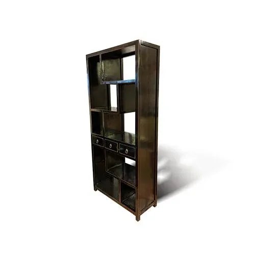 Chinese 1990s Asian Treasure Display Bookcase- Black Lacquer For Sale - Image 3 of 4