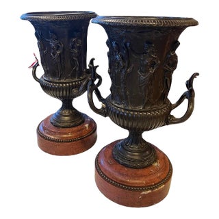 Pair of 18th Century Rococo Bronze Urns. Signed by Clodion For Sale