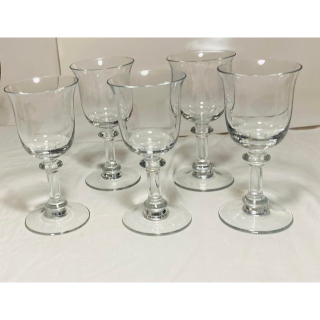 Set of Five Heavy Crystal Glass Goblets For Sale In Dallas - Image 6 of 8