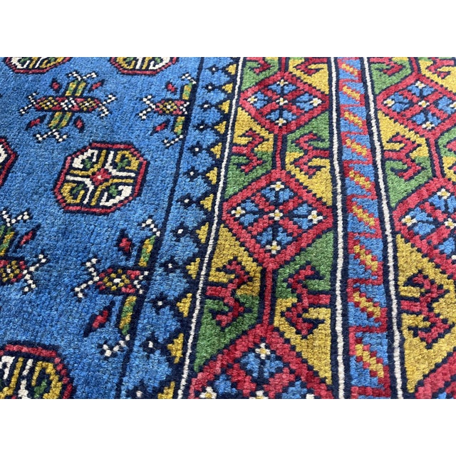 5'1" X 6'5" Blue Turkmen Mori Gul Geometric Rug For Sale - Image 15 of 17