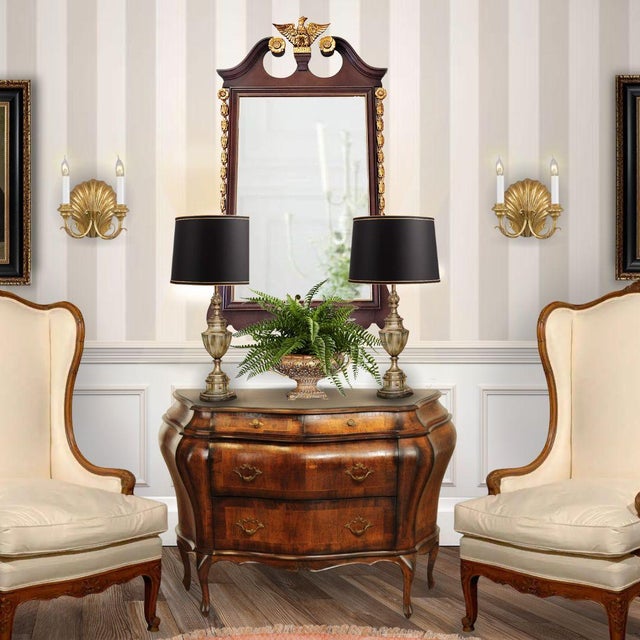 American Federal Carved Mahogany Parcel-Gilt Eagle Pediment Wall Mirror by Tomlinson For Sale - Image 10 of 10