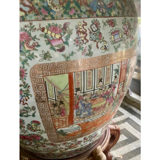 Antique Monumental Chinese Rose Medallion Palace Fish Bowl For Sale - Image 9 of 12