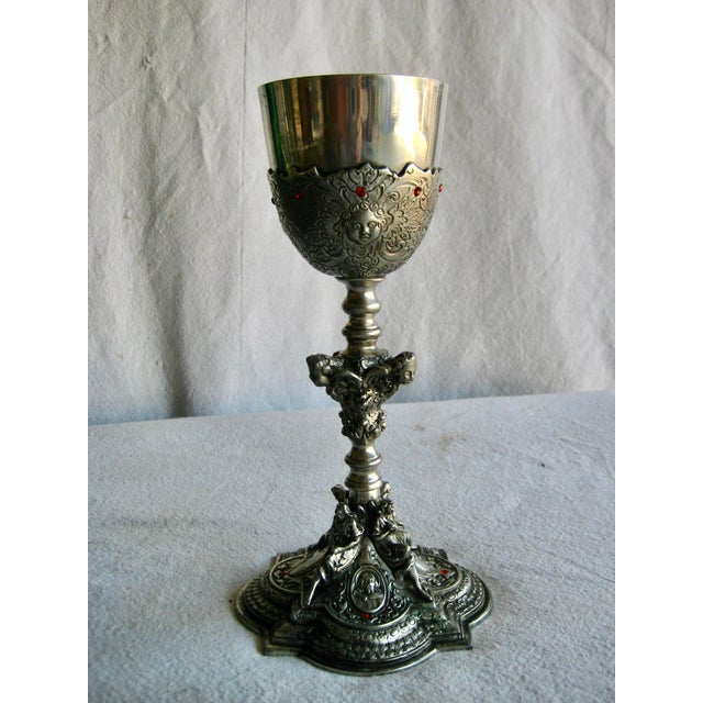 Gothic Vintage Pewter Chalice in Box Gothic Style For Sale - Image 3 of 9