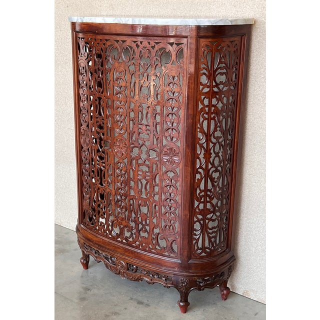 French Louis XV Style Carved Walnut and Marble Top Console Table or Radiator Cover For Sale - Image 3 of 7