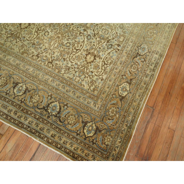 Ivory Antique Persian Tabriz Hadji Jali-Li Rug - 9'2" x 12'4" For Sale In New York - Image 6 of 10