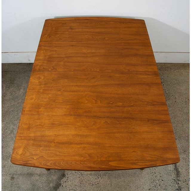 Brown 1960s Mid Century Modern Dining Table Drexel Walnut Extension Leaf X1 Rectangular MCM For Sale - Image 8 of 12
