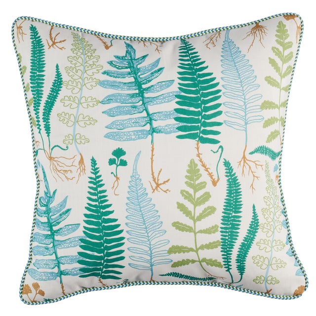 Modern Schumacher Halcott Indoor/Outdoor 18" Pillow in Aquamarine For Sale - Image 3 of 3
