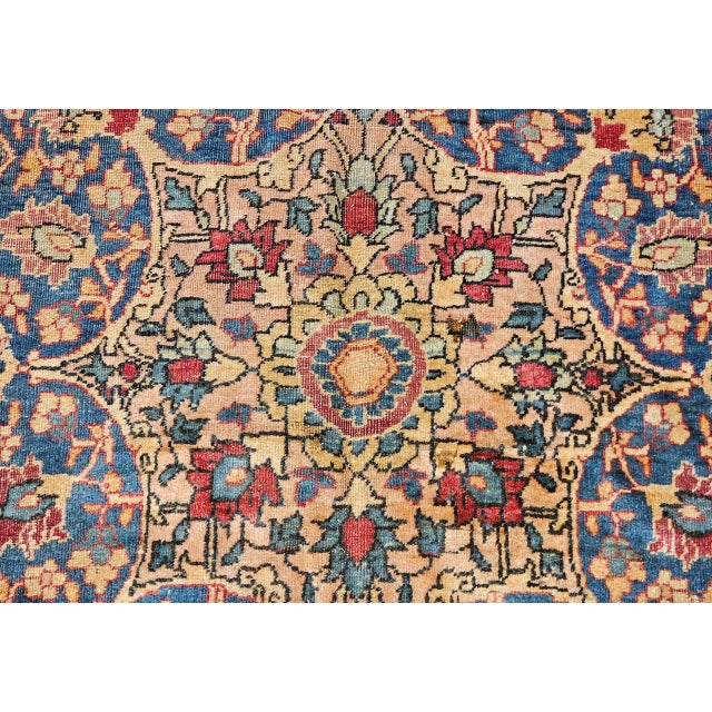 19th Century Persian Kerman Lavar Rug, Hand-Knotted Wool, Floral Pattern, Red & Ivory, 8x11 For Sale - Image 4 of 18