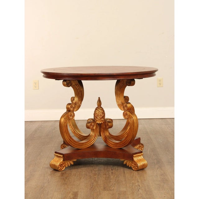 Traditional Late 20th Century Empire Style Partial Gilt Pedestal Center Table For Sale - Image 3 of 13