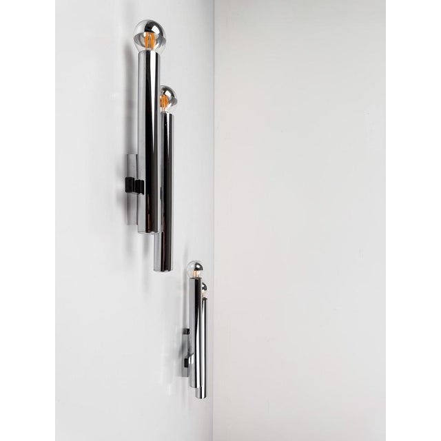 Mid-Century Italian Chrome Sconces attributed to Sciolari, 1970s, Set of 2 For Sale - Image 11 of 18