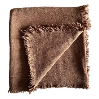 Pure French Virgin Wool Throw in Havane For Sale