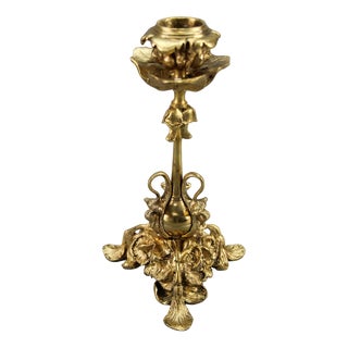 French Rococo Style Candlestick in Bronze, 1920s For Sale