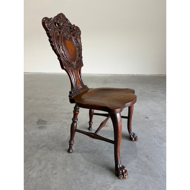 Early 20th Century Stickley and Brandt Carved Oak Renaissance Style Side Chair For Sale In Tampa - Image 6 of 12
