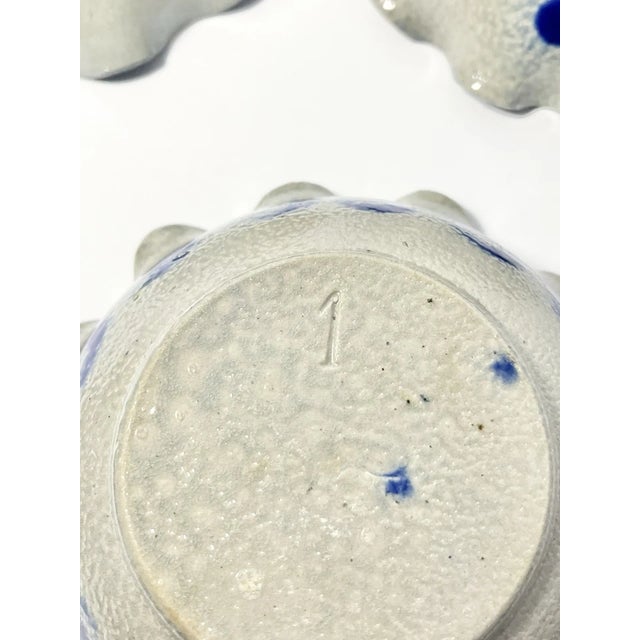 Blue 1940s Stoneware Salt Glazed Cobalt Blue Ruffled Small Individual Bowls - Set of 4 For Sale - Image 8 of 8