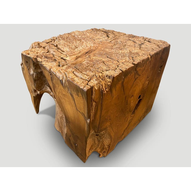 Contemporary Andrianna Shamaris Impressive Organic Teak Wood Side Table or Pedestal For Sale - Image 3 of 18