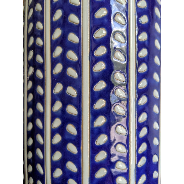 Global Views Blue and White Glazed Ceramic Urn For Sale - Image 4 of 6