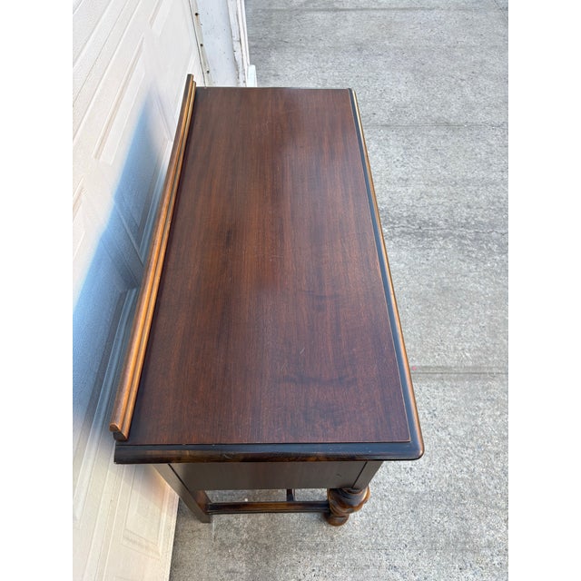 J.B. Van Sciver Company Antique Colonial Revival Dining Server Table | Early 1900s Mahogany Buffet Server With Turned Legs | Traditional Dining Room Sideboard For Sale - Image 4 of 12