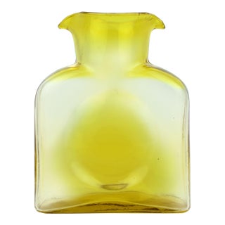 Mid Century Modern Hand Crafted Blenko Glowing Cadmium Glass Double Spout Water Pitcher For Sale