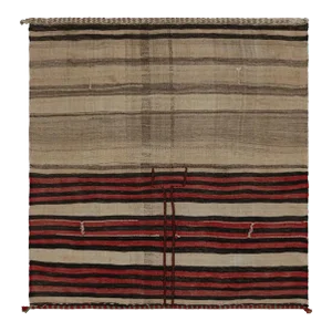 1950s Vintage Afghan Tribal Kilim Rug With Stripes