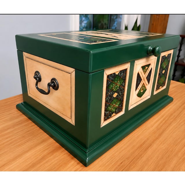 Vintage Golf Motif Cedar Desktop Tabletop Humidor Storage For Sale In West Palm - Image 6 of 9