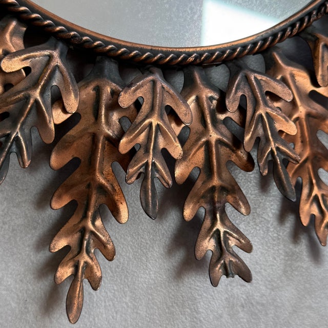 1950s Vintage Italian Round Sun Mirror, 1950s For Sale - Image 5 of 6