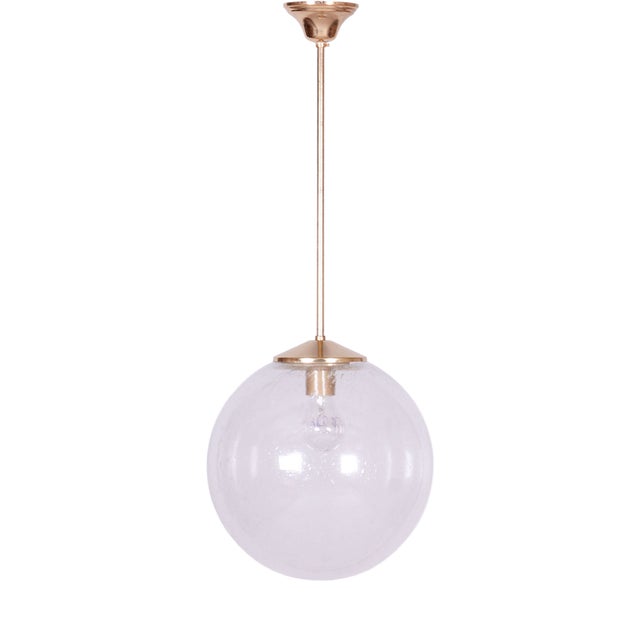 Mid-Century Chandelier in Glass and Brass by Kamenický Šenov, Czech, 1960s For Sale