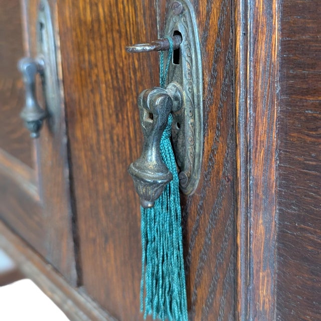 Brown Antique Jacobean Revival Mirrored Buffet With Barley Twist For Sale - Image 8 of 18