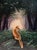 Fox's Trail by Andrada Trapnell | Oil on Board Fox in a forest clearing with tall grass. For Sale