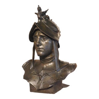 19th Century French Patinated Bronze Bust of a Soldier For Sale
