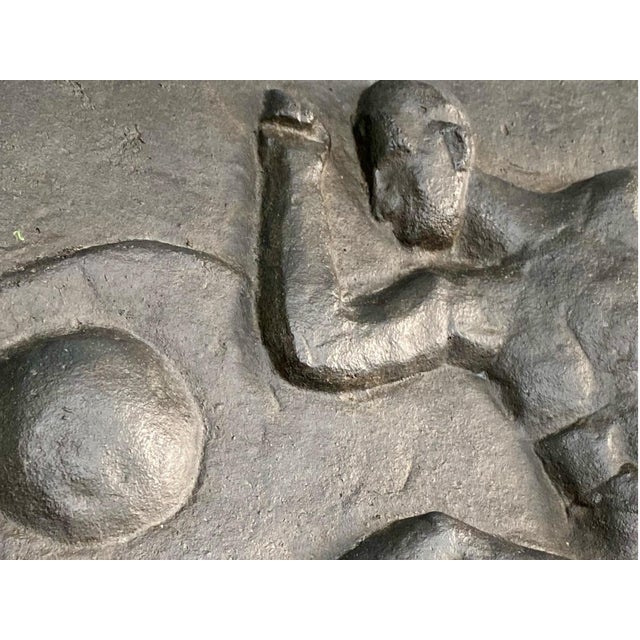 Black Allan Ebeling, Art Deco Modernist Wall Relief of a Football Player, 1930s, Cast Iron For Sale - Image 8 of 14
