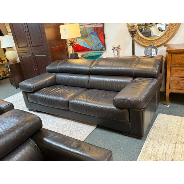 Early 21st Century Calia Italia Leather Sofa, Black For Sale - Image 5 of 12