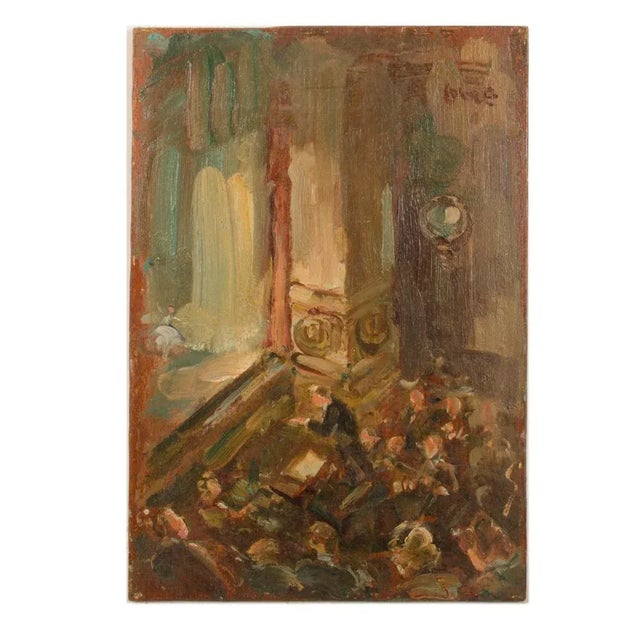 Early 20th Century "Theater" Expressionist Style Oil Painting by Jean Chaleye For Sale - Image 10 of 10