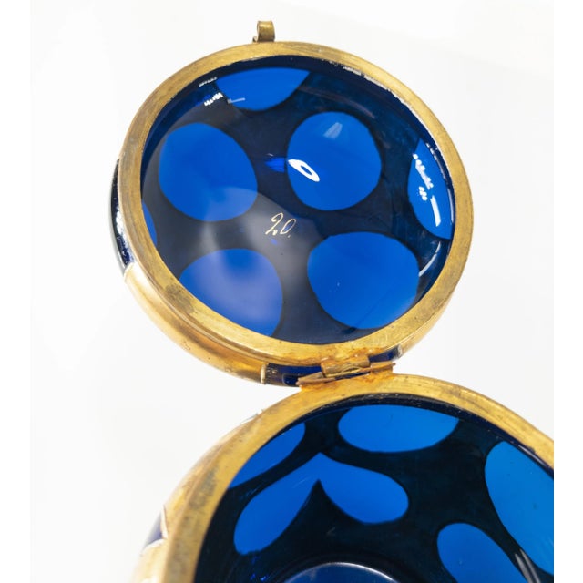 Amethyst 19th Century Cobalt Blue-Amethyst Purple Glass Gilt Dresser Box For Sale - Image 8 of 12
