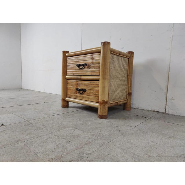 Wood Bamboo Bedside Cabinet, 1970s For Sale - Image 7 of 18