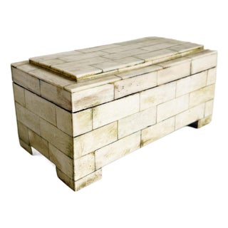 Vintage Bone Inlay Box With Tiered Lid For Sale