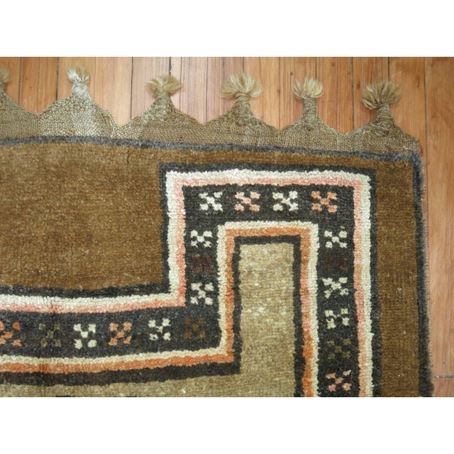 Vintage Brown Turkish Tribal Square Scatter Size Square Rug - 3'8" x 4'2" For Sale - Image 4 of 5