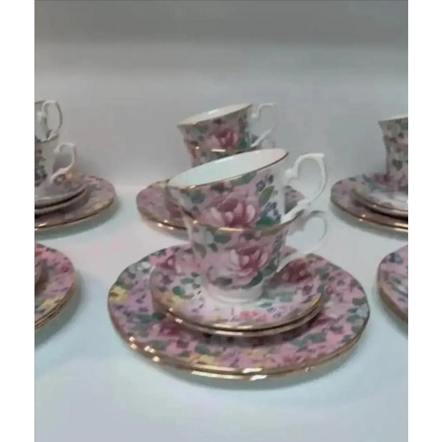 1980s Harrods Knightsbridge Chelsea Garden by Duchess Primrose Pink Tea Set- 36 Pieces For Sale In Atlanta - Image 6 of 7