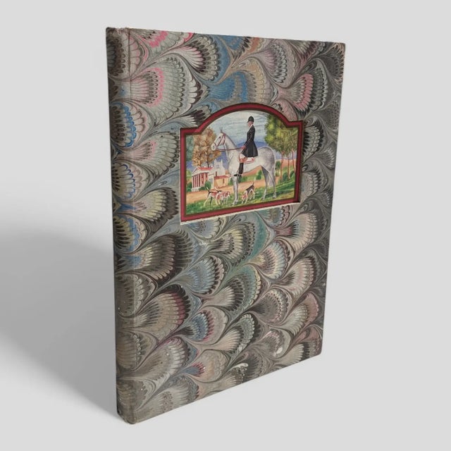 Vintage Italian Marbled Equestrian Notebook or Sketchbook Desk Accessory Made by Il Papiro in Italy Pages are not Lined,...
