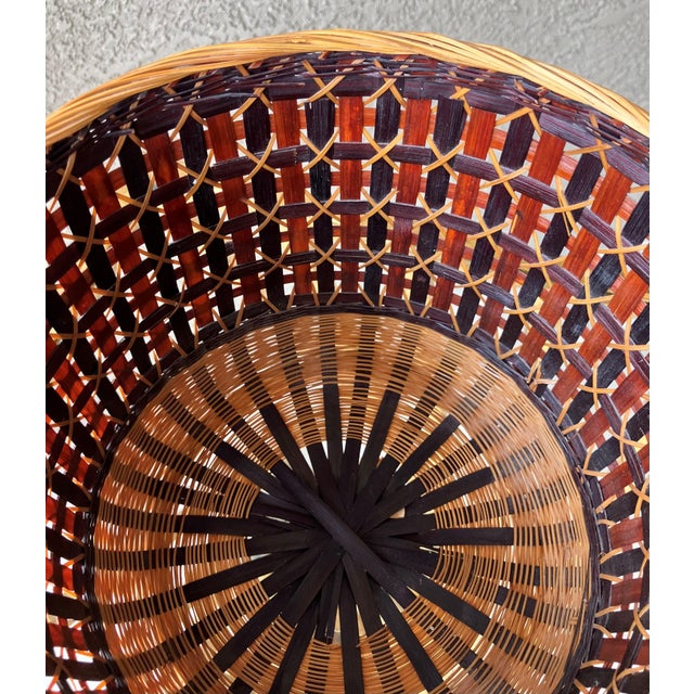 Mid 20th-Century Lacquered Rattan Geometric Design Cachepot / Planter ...