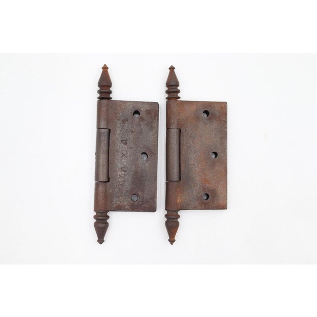 Pair of 4 X 4 In. Antique Cast Iron Victorian Door Hinges For Sale - Image 4 of 4