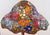 1970s Vintage Tiffany Style Stained Glass Roses Poppies Cabochons Bell Lampshade For Sale - Image 5 of 18