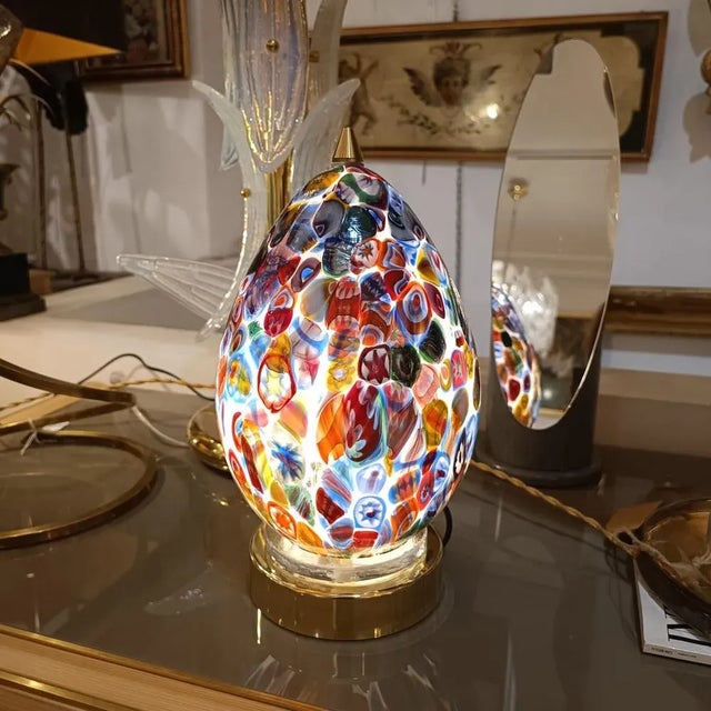 Small Egg Table Lamp in the style of Millefiori For Sale - Image 6 of 7