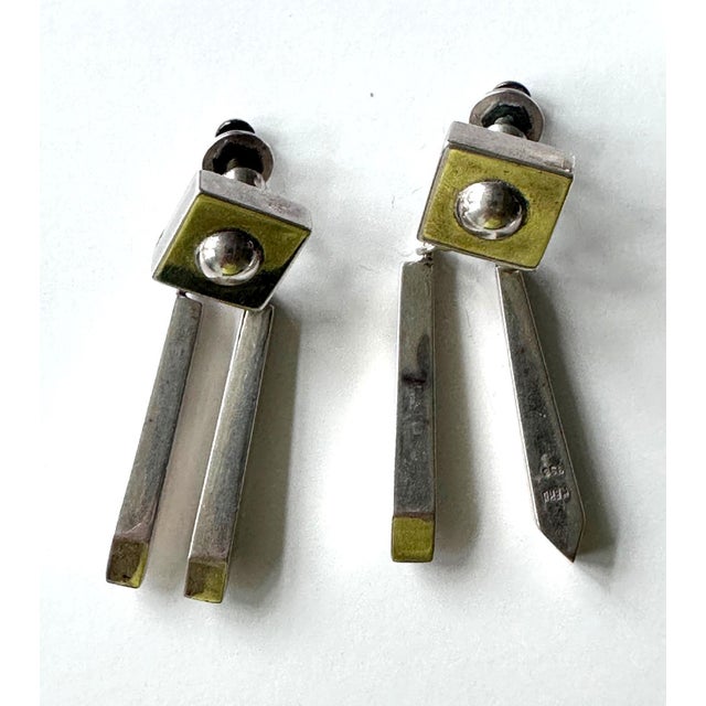 Bronze Sculptural Sterling Silver Necklace and Earrings Suite by Graziella Laffi For Sale - Image 8 of 10