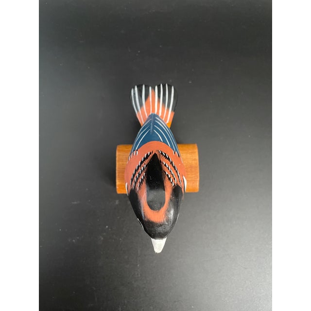 Wood Folk Art Wood Oriole Bird on Stand For Sale - Image 7 of 11