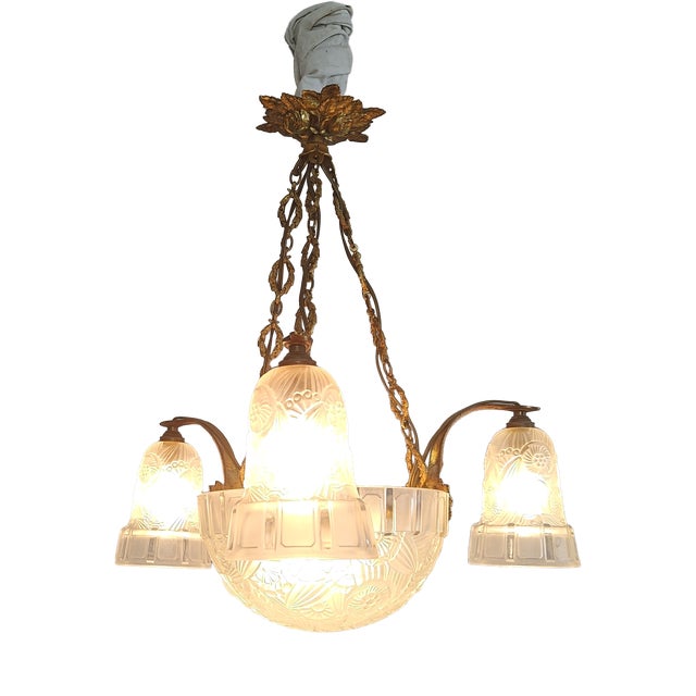 Art Deco Chandelier from Hettier & Vincent, France, 1920s For Sale