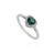 Art Deco Heart Cut Emerald & Diamond Promise Ring Size 6 in 18k White Gold For Sale - Image 4 of 16