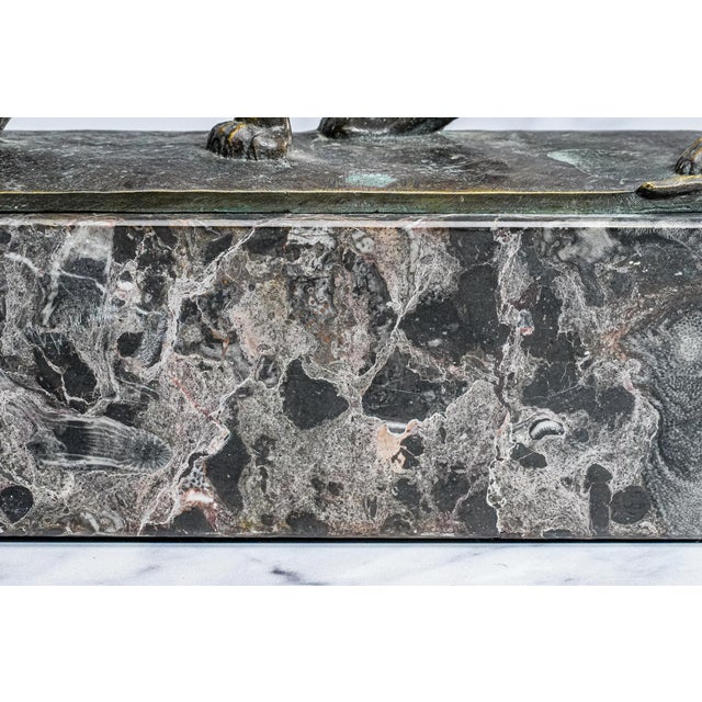 1920s Commanding Art Deco Style Antique Bronze Panther Statue Sculpture Marble Base Luxury Home Decor For Sale - Image 5 of 18