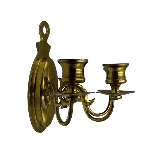 Vintage MCM Brass Triple Arm Wall Sconce Minor wear 6.5 " tall and 9.5 " wide